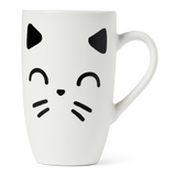 MUG W HANDLE WHITE CAT WITH CLOSED EYES 330ML
