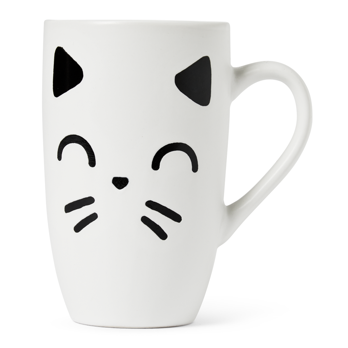 MUG W HANDLE WHITE CAT WITH CLOSED EYES 330ML
