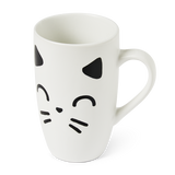 MUG W HANDLE WHITE CAT WITH CLOSED EYES 330ML