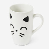 MUG W HANDLE WHITE CAT WITH CLOSED EYES 330ML