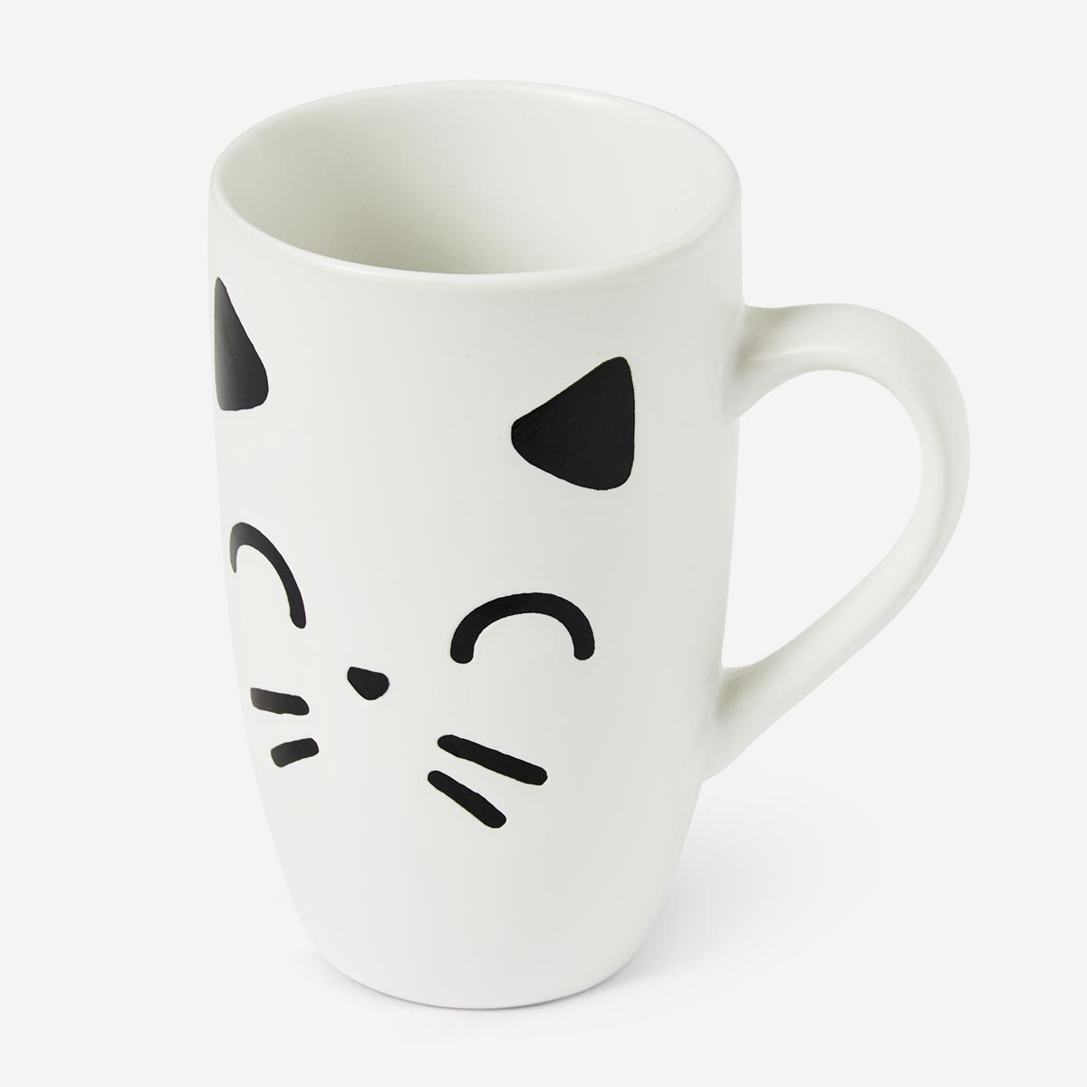 MUG W HANDLE WHITE CAT WITH CLOSED EYES 330ML