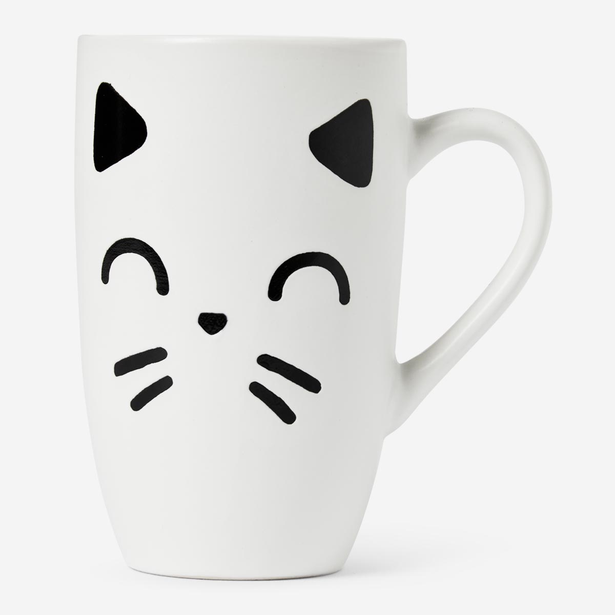 MUG W HANDLE WHITE CAT WITH CLOSED EYES 330ML