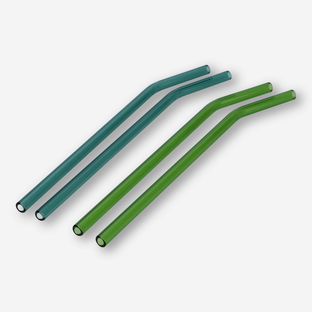 STRAW GLASS 23CM BENDED 4PCS/SET LIGHT GREEN & DARK GREEN