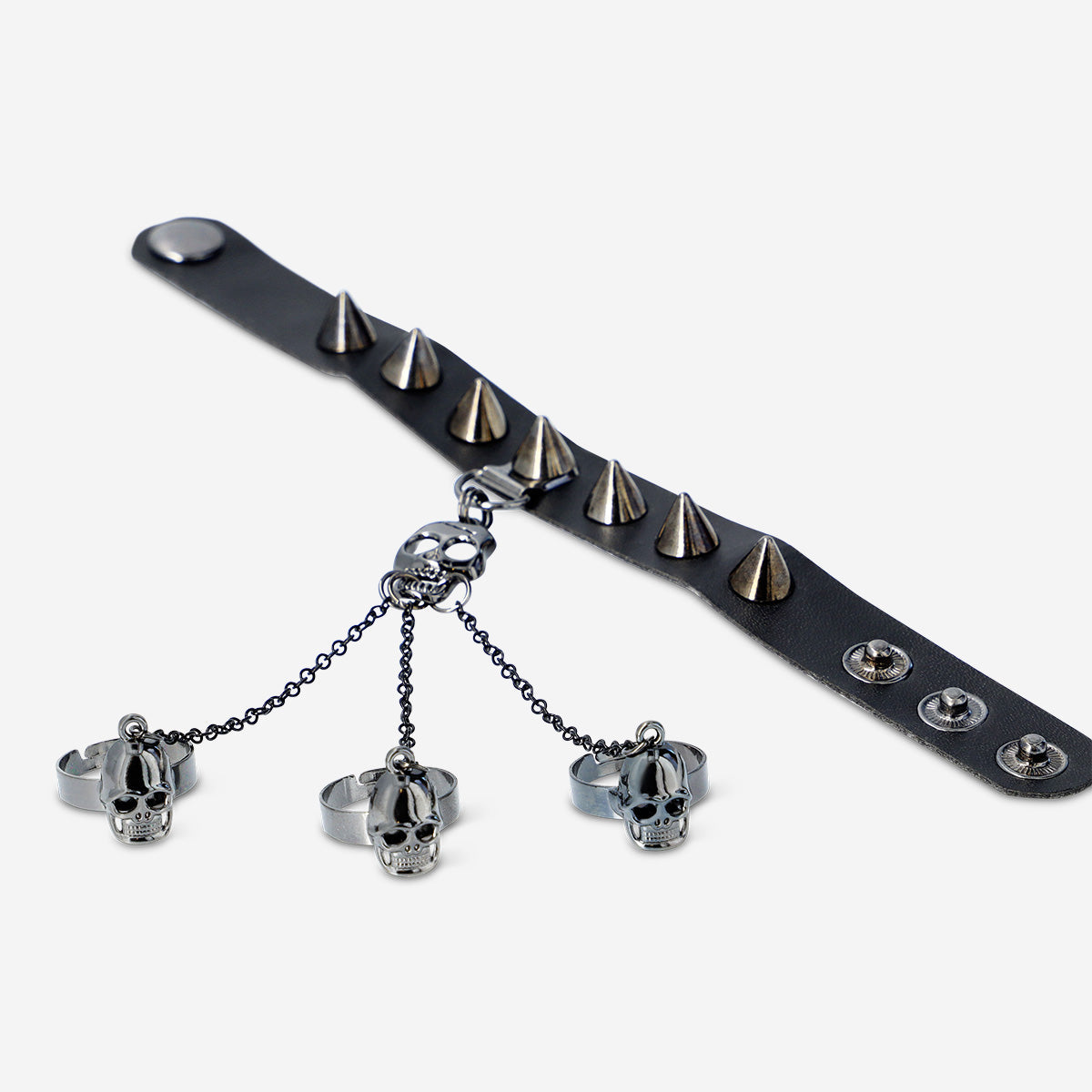 HAND JEWELRY SKELETON RINGS & PU BRACELET