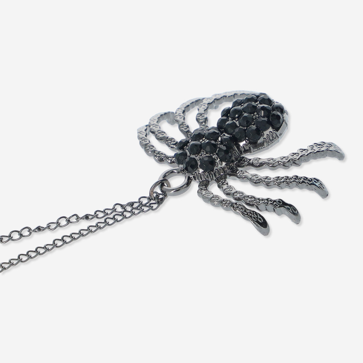 NECKLACE LARGE SPIDER W. STONES HEMATITE