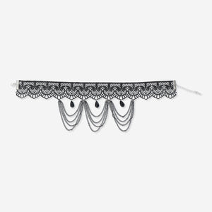 Dantelli ve Taşlı Siyah Choker