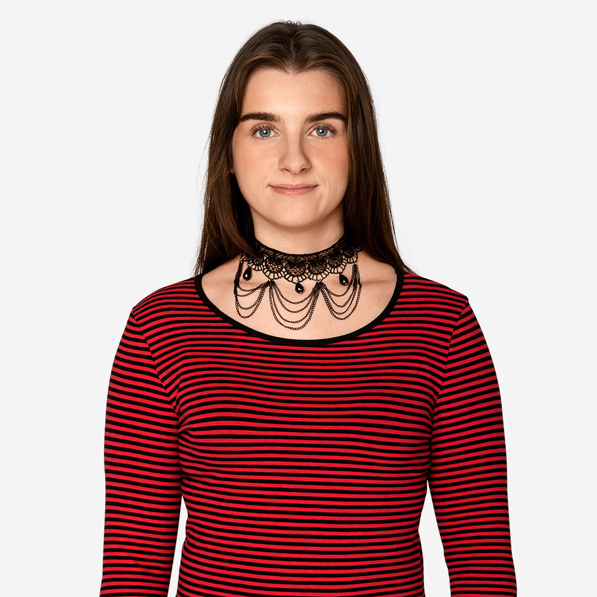 Dantelli ve Taşlı Siyah Choker