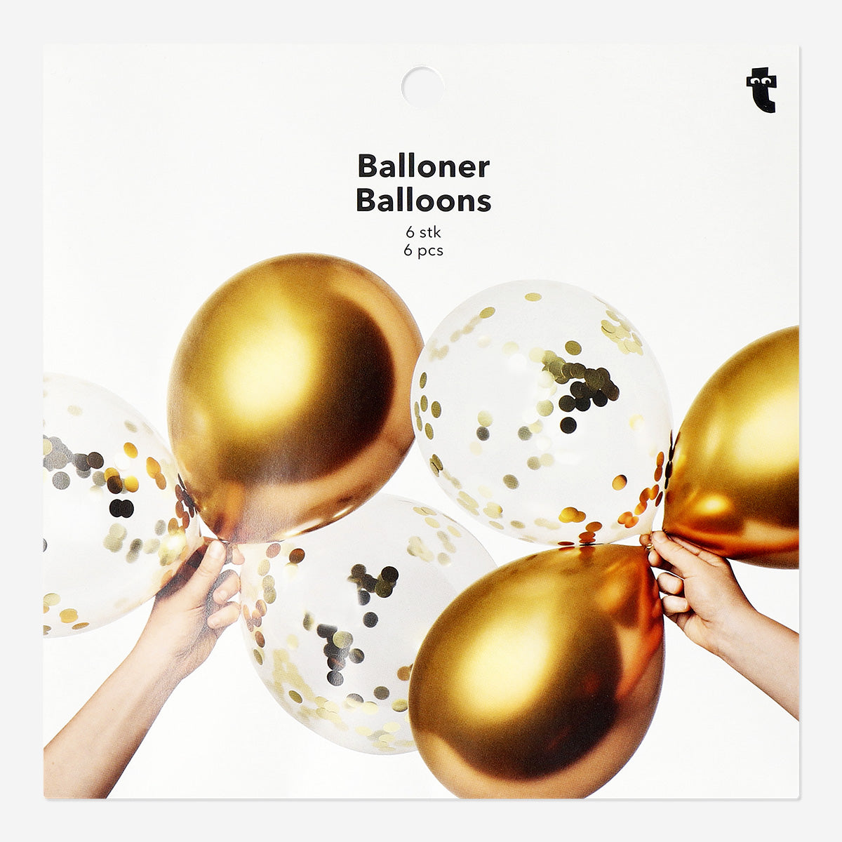 6'lı Gold Detaylı Konfetili Balon Seti