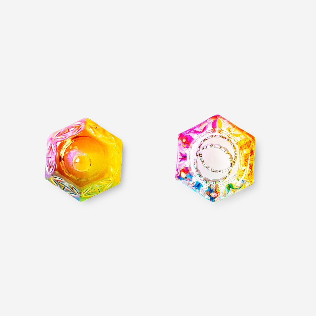 JAR W. LID GLASS DIA 3,5 CM RAINBOW SQUARED