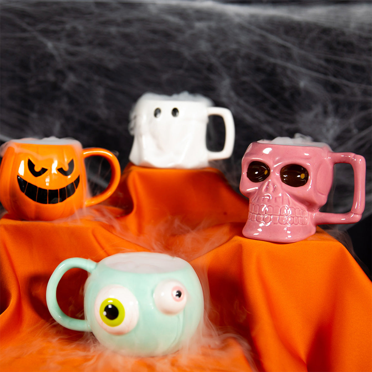 MUG WITH HANDLE SKELETON HEAD SHAPE PINK