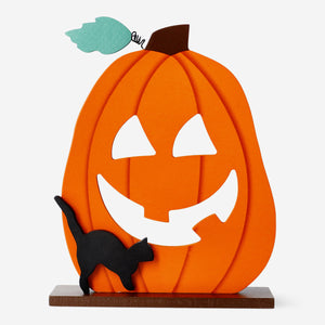 DECORATION PUMPKIN ON STAND WOOD