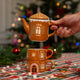TEAPOT AND 2 MUGS SET SHAPED AS GINGERBREAD HOUSE