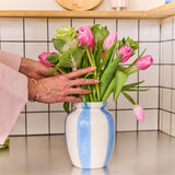 Vase with blue stripes - 20 cm