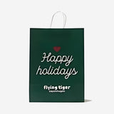 Happy Holidays Yazılı Yeşil Karton Poşet