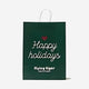 Happy Holidays Yazılı Yeşil Karton Poşet