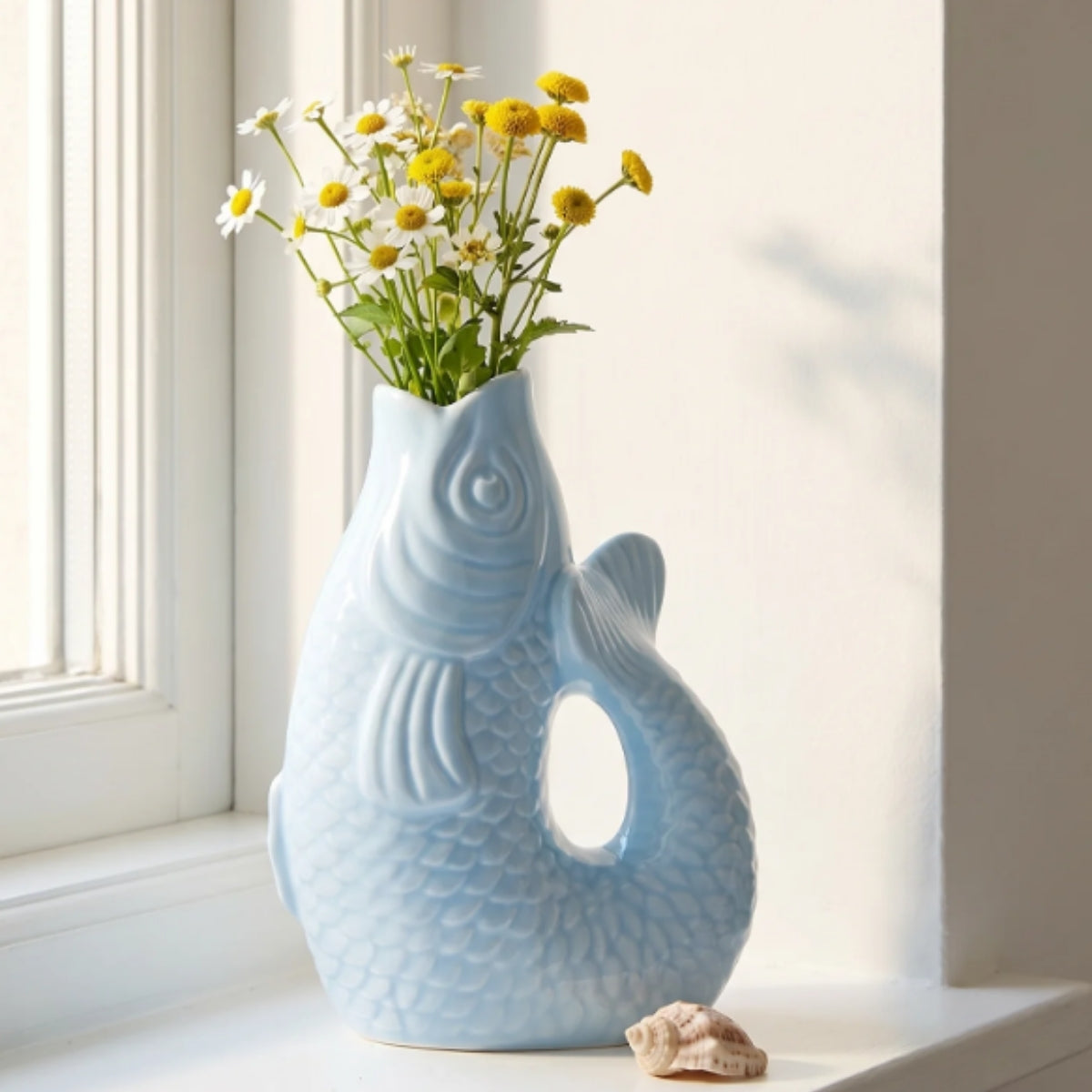 Light blue fish vase - 21 cm