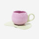 MUG W HANDLE SHAPE AS FLOWER TULIPAN WITH SAUCER