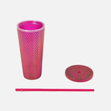 CUP W STRAW BIG SIZE DIAMOND LOOK PINK