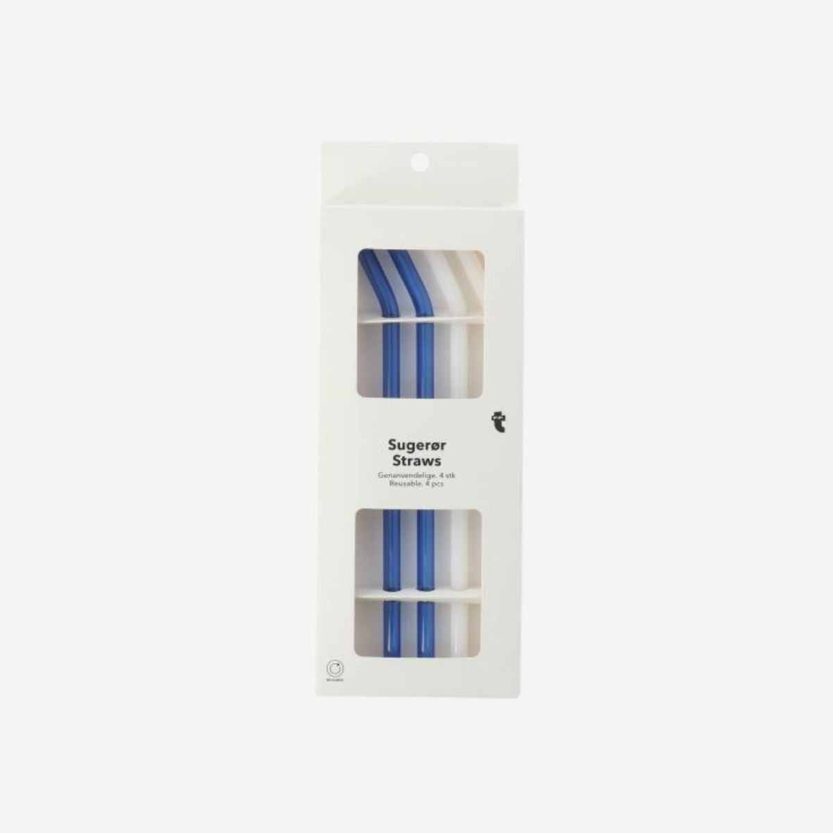 Blue and white glass straws - 4 pcs