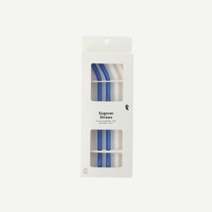 Blue and white glass straws - 4 pcs