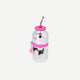 DRINKING BOTTLE GLASS W STRAW AND FLOWER PRINT