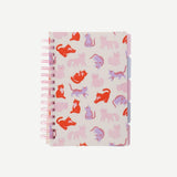 Kedi Desenli Sekmeli Spiral Pembe Defter