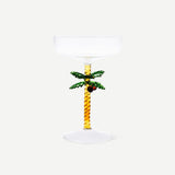 COCKTAIL GLASS WITH COCONUT TREE STEM