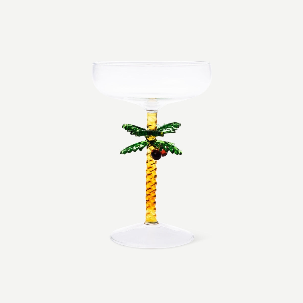 COCKTAIL GLASS WITH COCONUT TREE STEM