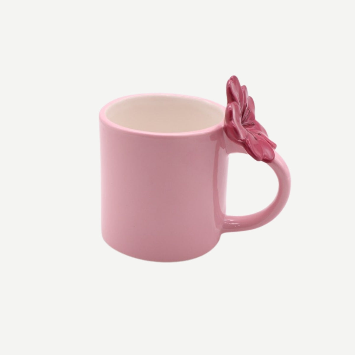 MUG W FLOWER HANDLE PINK