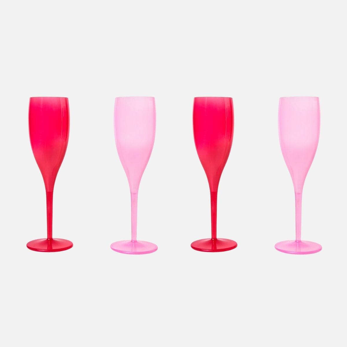 4'lü Pembe Plastik Şampanya Kadehi