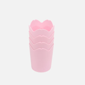 4'lü Pembe Çiçek Şeklinde Plastik Bardak