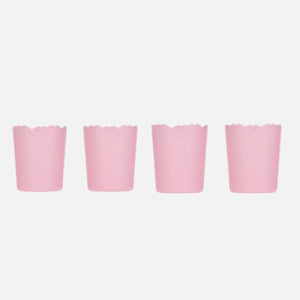 4'lü Pembe Çiçek Şeklinde Plastik Bardak