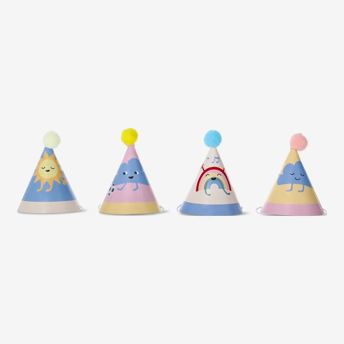 Ponponlu Mini Parti Şapkası 4'lü Set