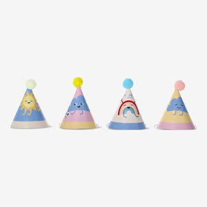 Ponponlu Mini Parti Şapkası 4'lü Set