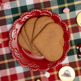 PLATE WITH SCOLLAPE EDGE AND EMBOSSED BOW RED SMALL