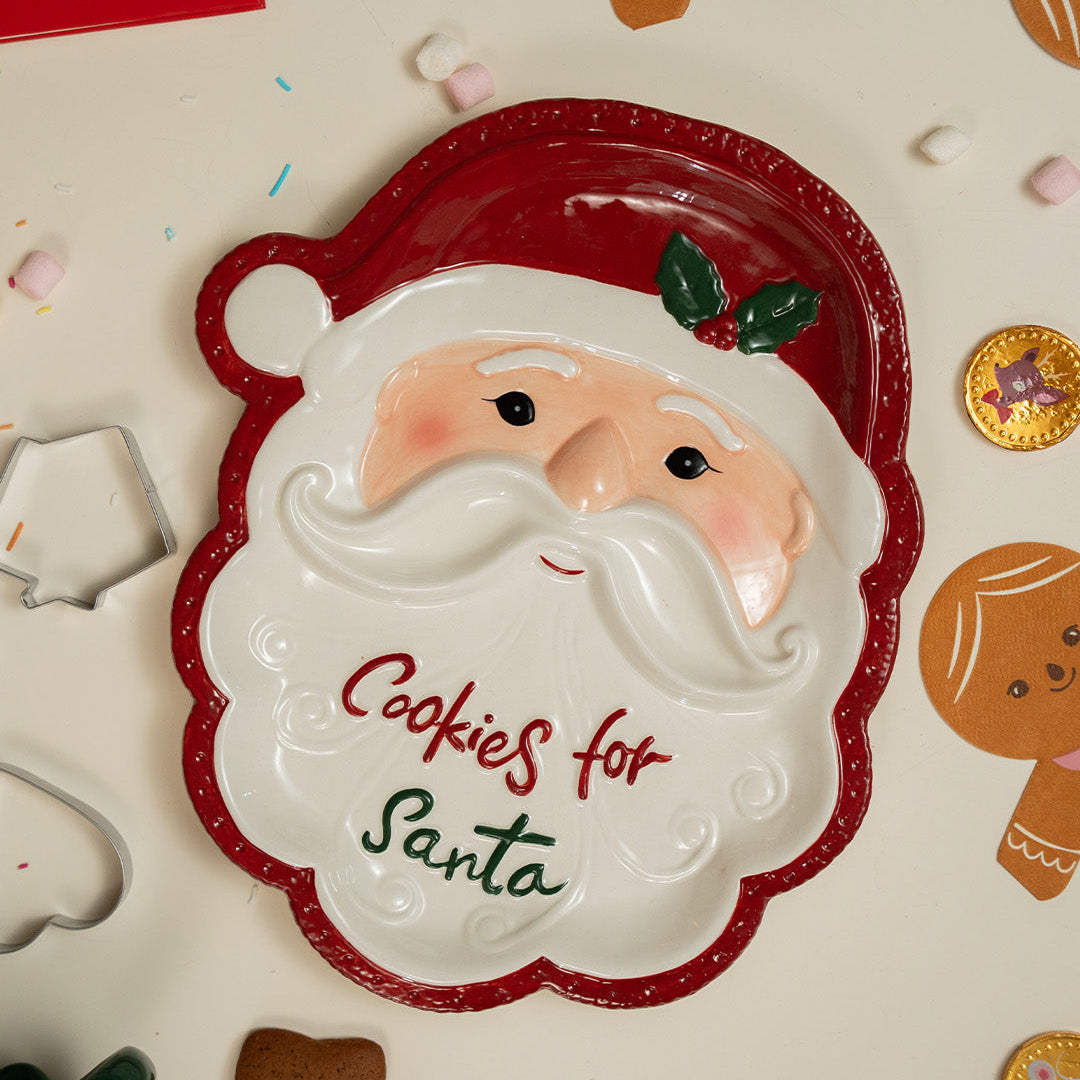 TRAY SERVING SANTA FACE SHAPE LARGE