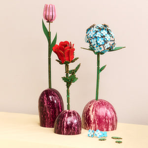 WOODEN FLOWER CRAFT - 3 STEM BOUQUET VALENTINES