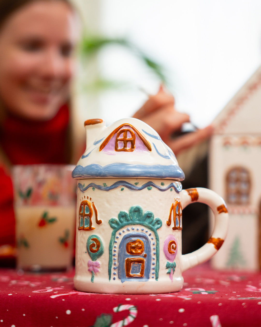 DIY PAINT YOURSELF HOUSE MUG CERAMIC W. LID