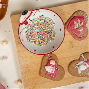 BOWL SNOWMAN FACE RED DOTS SMALL