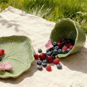 BOWL GREEN LEAF WITH EMBOSSED BUTTERFLY