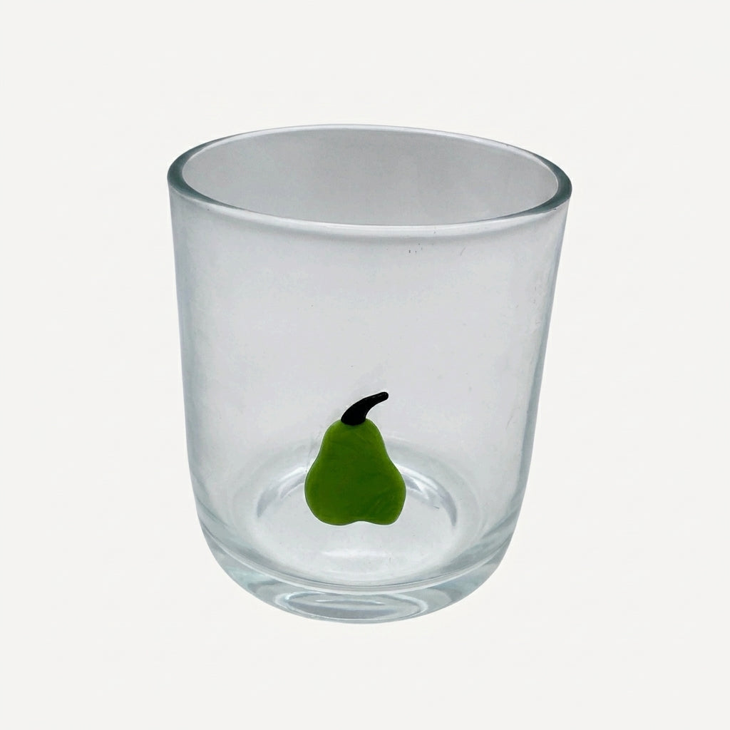 DRINKING GLASS WITH EMBOSSED PEARS