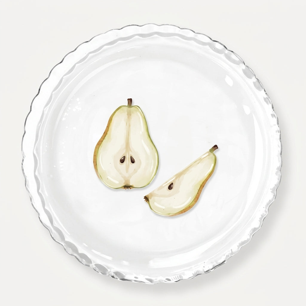 PLATE GLASS W. EMBOSSED PEAR LARGE 15 CM