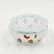CONTAINER GLASS ROUND SHAPE W LID PEAR & LEAVES PRINT SMALL