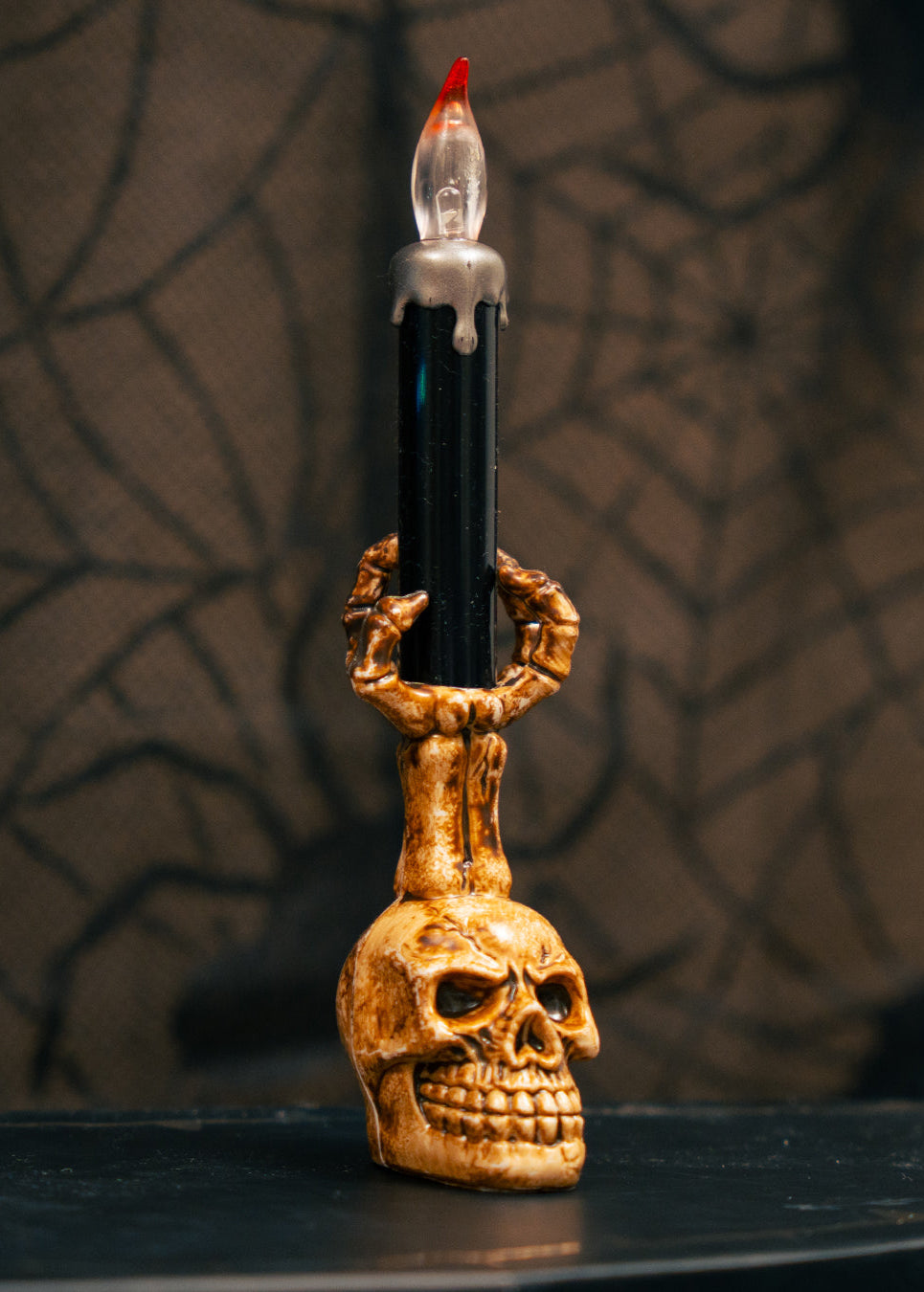 CANDLE HOLDER LED SKULL COLOR CHANGING LIGHT