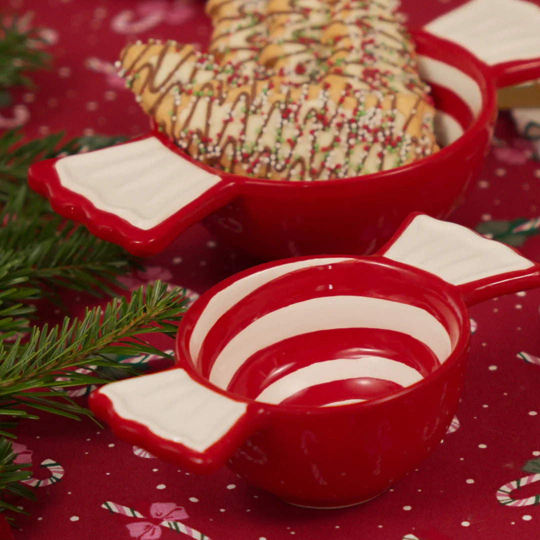 BOWL IN CANDY SHAPE RED AND WHITE MEDIUM