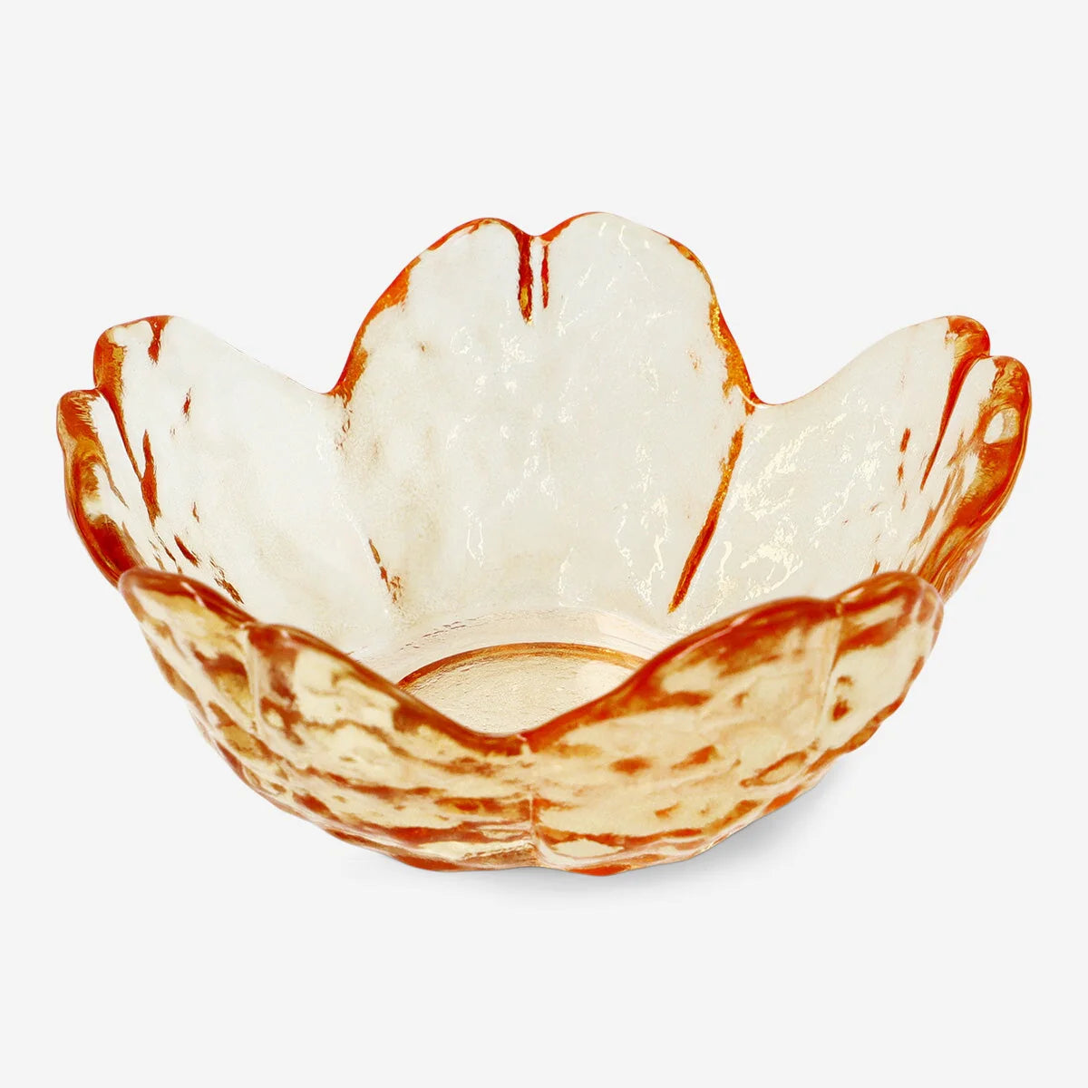 TEALIGHT HOLDER GLASS FLOWER SHAPE ORANGE