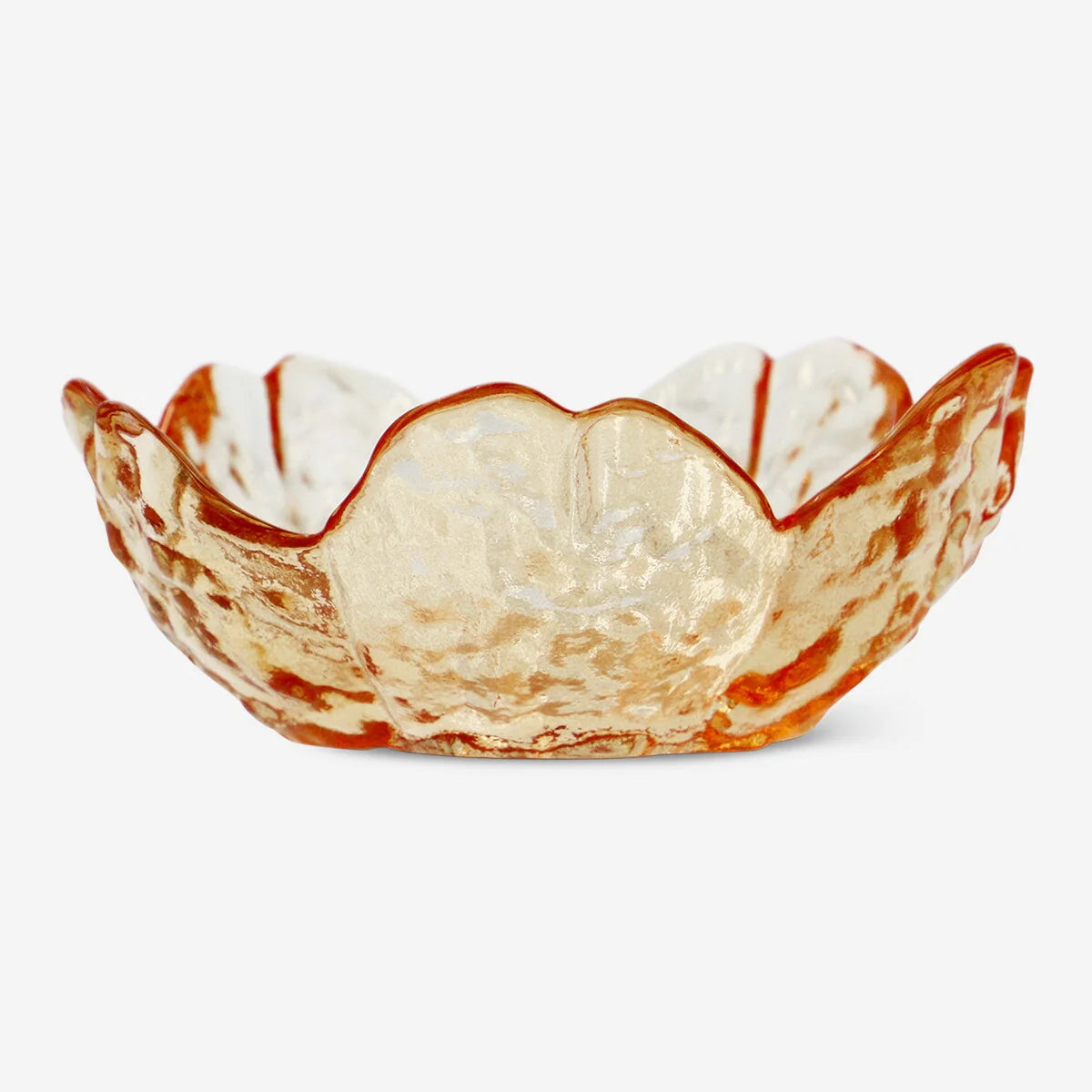 TEALIGHT HOLDER GLASS FLOWER SHAPE ORANGE