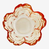 TEALIGHT HOLDER GLASS FLOWER SHAPE ORANGE