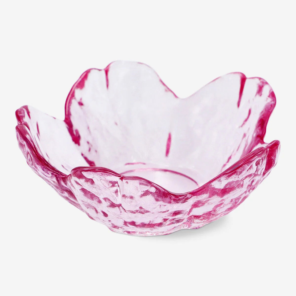 TEALIGHT HOLDER GLASS FLOWER SHAPE PINK