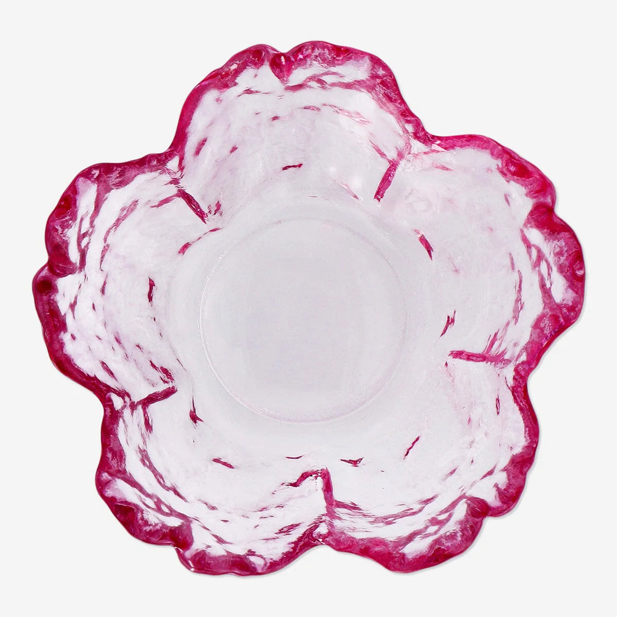 TEALIGHT HOLDER GLASS FLOWER SHAPE PINK
